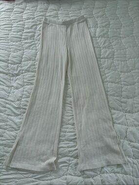 Mango Women's Cream Knit Wide-Leg Pants